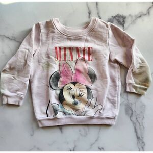 Minnie mouse face girls toddler 3t pink crewneck sweater Disney pullover